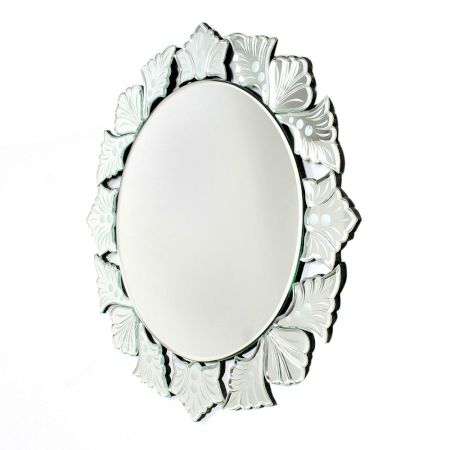 Handmade Silver Glass Round Decorative Venetian Wall Mirror